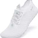 Racqua Women Men Water Shoes Barefoot Sport Beach Swim Shoes (8.5 Women/7.5 Men, Hd137-white)