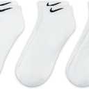 Nike Unisex Adult Everyday Cushioned Training Low Socks (3-Pack) | Mens and Womens (White, M)