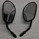 8mm Tapered Motorcycle Teardrop Rearview Short Stem Side Mirrors Replacement For Harley Road King Street Electra Glide Road Glide Dyna Softail Rearview 1982-2018 2019 2020 (Black)
