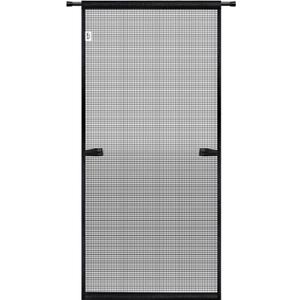 Hanging Screen Door - Fits Door Size 36" x 80" (Curtain Size 38'' x 81''), Sturdy Fiberglass Door Curtain Has Tension Rod&Hook&Loop Two Ways of Use, Heavy Duty Durable Door Screen (Black)