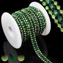 PEARLY JUN 3 Yards 3 Rows Peridot Emerald Rhinestone Chain Bling Crystal Trips Diamond Applique Silver Fringe Trim for Crafts Dress Applique Clothing Sewing Embellishments