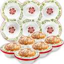 Hiceeden 2 Pack Ceramic Muffin Pans, 6 Cup Non-Stick Muffin Tin Cupcake Pan, Floral Baking Pans with Red Rim for Puddings, Muffins, Cakes, Quiches, Brownies