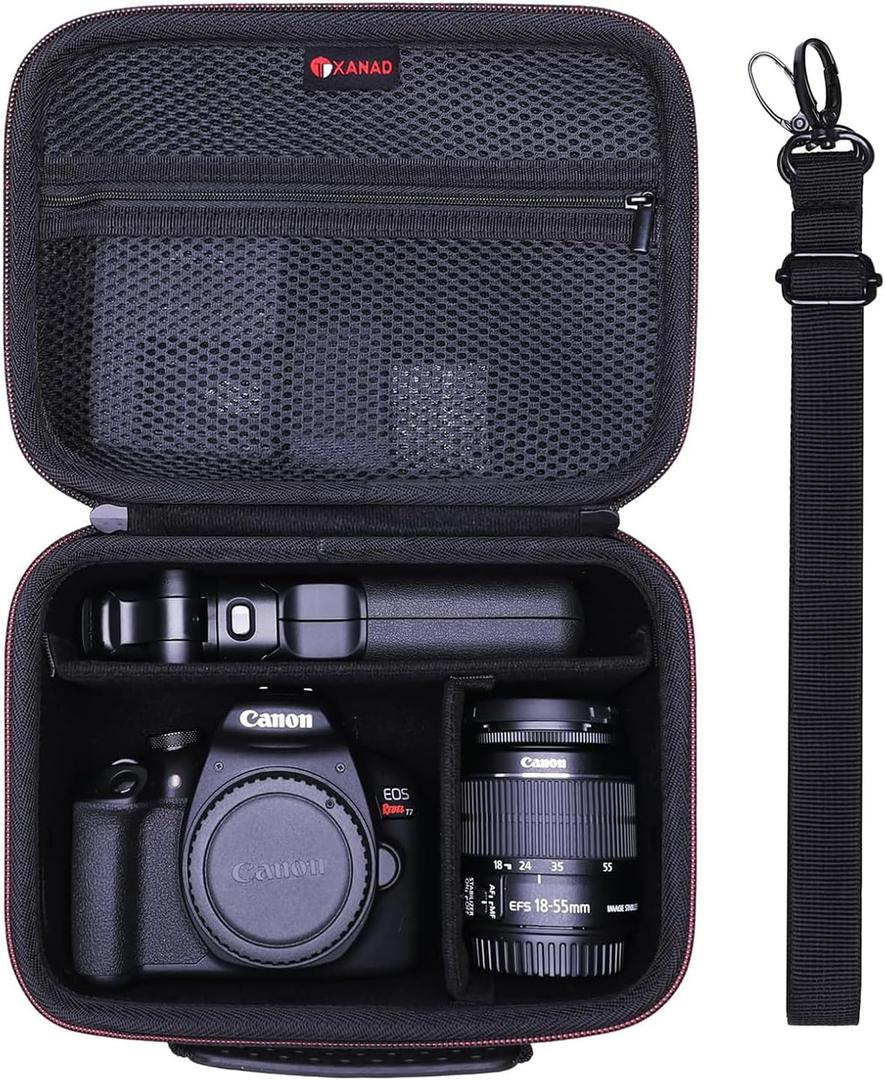 XANAD Camera Case Compatible with Canon EOS Rebel T7/R100/R50/R6 MarkII/R50 V/R8/R10/R6 MarkIII/R5 Mark II/RP/R7/5D MarkIV/R5 Canon Sony Panasonic Nikon DSLR Mirrorless Camera,Lens,Tripod,Black
