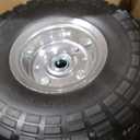4.10/3.50-4 Tire Wheels Flat Free, 10 inch Solid Rubber Tire Wheels with 5/8'' Double Sealed Bearings, 2.2" Offset Hub, Perfect for Hand Truck Dolly Garden Trailer Gorilla Carts, 2 PACK