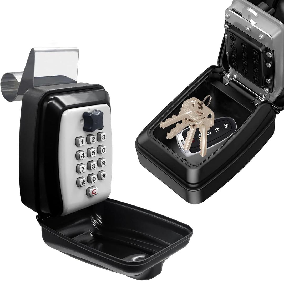 Upgrade SL-591 Car Key Lock Box, Car Window Lock Box for Turo, Car Window Punch Button LockBox, Vehicle Window Key Box, Vehicle Window Lock Box fit for Ride Share, Turo, GetAround (Gray)