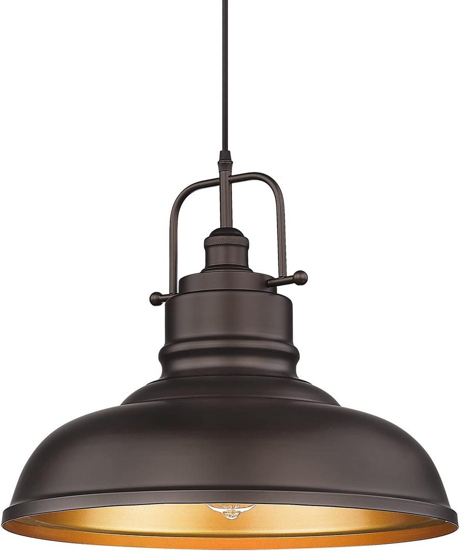 zeyu 17.7 Inch Farmhouse Pendant Light for Kitchen Island, Large Ceiling Hanging Light with Metal Dome Shade, Oil Rubbed Bronze Finish, 016-1M ORB, Large, 1 Pack