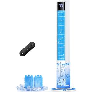 FANCOLE 44 INCH Windowless Air Conditioner with 4 Modes & 3 Speeds, 12H Timer, 4L Tank for 24H Cooling Evaporative Air Cooler, 4 Ice Packs, 17Ft Remote, 120 Oscillating Portable AC Unit for Bedroom