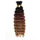 YXCHERISHAIR 8 Packs Boho Hair For Braiding Curly Braiding Hair for Boho Braids Ombre Deep Wave Bulk Hair Wet and Wavy Bohemian Braiding Hair Extensions No Weft(1B/30/27, 14inch)