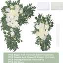 Wedding Arch Flowers and Drape Kit (Pack of 4), 2pcs Hanging Flower Arrangement White & Ivory Draping Fabric Arch Decorations for Wedding Ceremony Reception