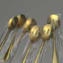 6 Pieces Serving Spoons Set, 8.7 Inch Serving Spoon, Includes 3 Server Spoon and 3 Slotted Spoons, Stainless Steel Buffet Banquet Large Utensils Cutlery Set for Kitchen, Gold