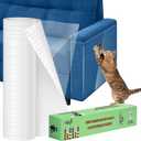 TOOSOFt Anti Cat Scratch Furniture Protector Clear Thicken Vinyl 196.9"x16.5" Couch Protector from Cat Claws - Single Sided Sticky Flexible Dog Tape for Furniture, for Couch Corner Door Walls Bed