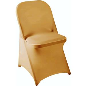 Howhic Folding Chair Covers for Party 12pcs, Gold Universal Spandex Chair Covers for Folding Chairs, Stretchy Fitted Chair Covers for Wedding, Party, Banquet, Conference (12pcs, Gold)