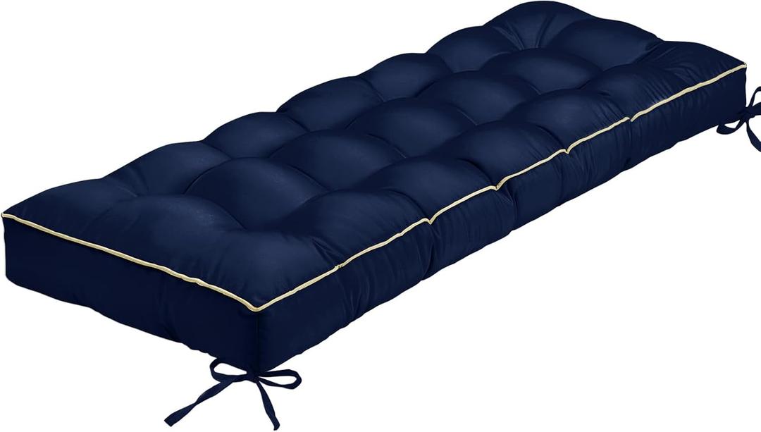Outdoor Bench Cushion, Tufted Patio Seat Pad for Garden Bench, Porch Swing, Indoor/Outoor Furniture (Blue, 42X16X4)