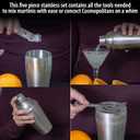 4 x Wyndham House Cocktail Shaker Set for the Home Bar, Great for Martinis, Stainless Steel, 5-Piece