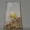 Silverback for Samsung Galaxy S24 Ultra Case with Ring, Women Girls Bling Holographic Sparkle Glitter Cute Cover,Diamond Ring Protective Phone Case for Galaxy S24 Ultra - Clear Gold