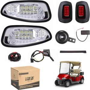 10L0L Golf Cart Headlight Kit for EZGO RXV 08-15 G&E Carts with Headlights Taillights Turn Signals Switch Horn Brake Lights Harness,12V Golf Cart Street Legal Light Kit (NOT FIT RXV II)