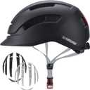 Adult Urban Bike Helmet - Adjustable Fit System & Integrated Taillight for Men Women Small