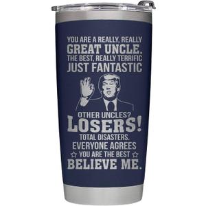Gifts for Uncle on Fathers Day from Niece - Funcle Great Tumbler for Fathers Day, Christmas, Birthday - Great Uncle Birthday Insulated Stainless Steel Cup 20oz, Navy