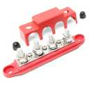 4 Post Power Distribution Block Bus Bar with Cover - Made in The USA - 250 Amp Rating - Marine, Automotive, and Solar Wiring (3/8 - Red)