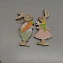 Easter Table Decorations Bunny Tiered Tray Decor Wooden Bunny Block Signs Gifts Happy Easter Centerpiece for Tables Wood Rabbit Tabletop Signs for Kitchen Home Shelf Office Decor