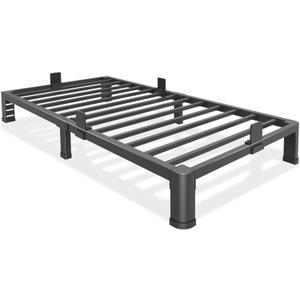 Bilily 6 Inch Low Twin Bed Frame with Round Corner Legs,3500 LBS Heavy Duty Low Profile Twin Size Metal Platform, Steel Slats Support No Box Spring Needed Easy Assembly Noise-Free for Kids Room,Black