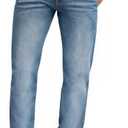 ETHANOL Mens Super Comfy Straight Stretch Knit Jersey Denim Five Pocket Jean (36W x 29L, Light Blue-straight)