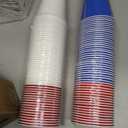 100 Pcs Patriotic Plastic Cups, 16 oz Red White and Blue Cups, Disposable Plastic Party Cups for Independence Day, 4th of July Party Supplies (EXP 08/26/26)
