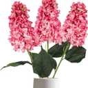 IPOPU Faux Hydrangea Flowers 3PCS Large Artificial Flowers Silk Hydrangea Flowers with Stems 31.5” Hot Pink Flowers for Bridal Shower Decorations Faux Floral Arrangements (Hot Pink)