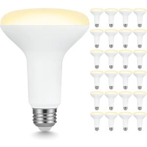 Sigalux 24 Pack BR30 LED Bulbs, 7.5W (65W Equivalent), 650 Lumens, 2700K Soft White, Dimmable, 110 Beam Angle, CRI 80, E26 Base, Indoor Recessed Flood Light for Kitchen, Bedroom, Living Room