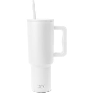 Simple Modern 40 oz Trek Tumbler with Handle and Straw Lid | Cup Holder Friendly Insulated Stainless Steel Travel Mug | Winter White
