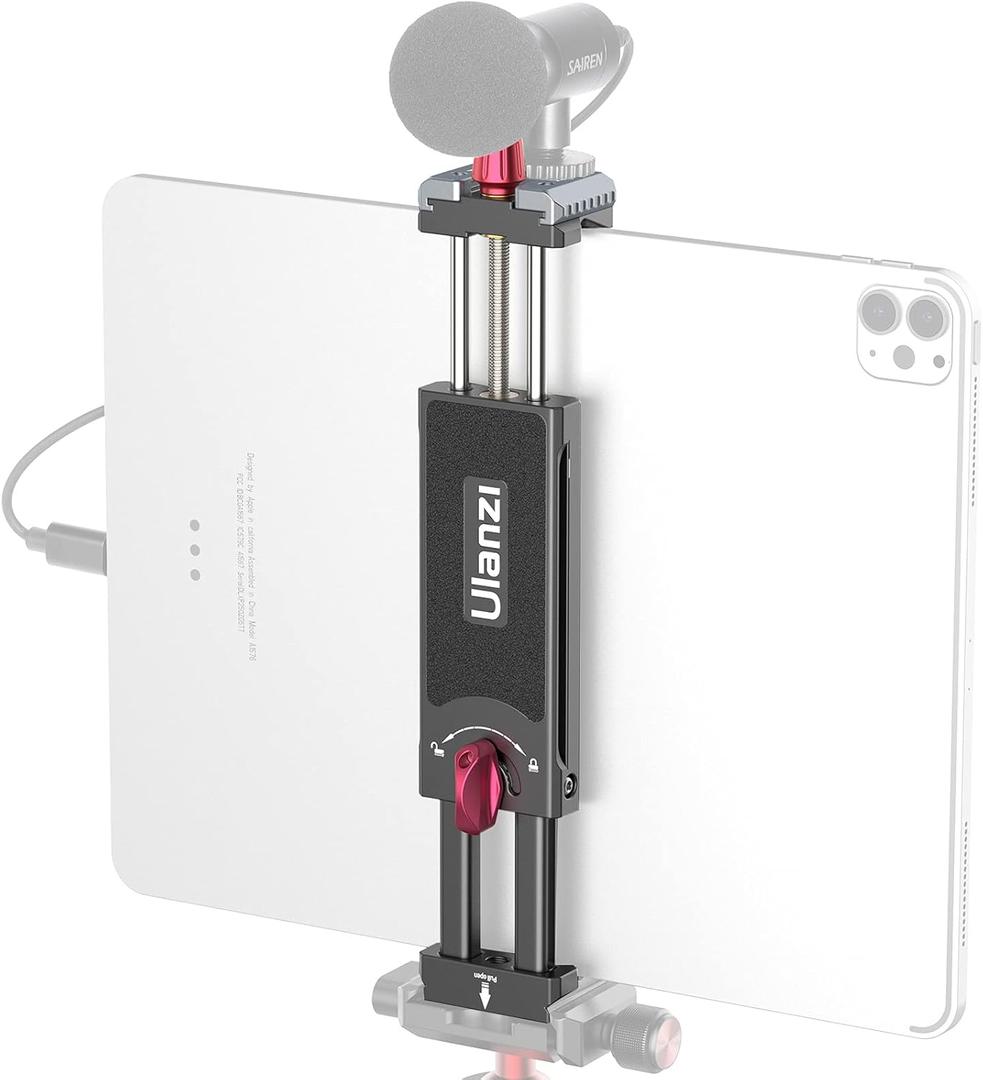 U-pad III Aluminum iPad Tripod Adapter - 7.9-12.9in Metal Mount w Cold Shoe & Acra Swiss QR Mount for iPad, iPhone & Air