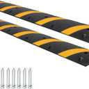 6 Ft Rubber Speed Bump, 2 Pack 2 Channel Modular Heavy Duty Speed Bumps Humps 25000 lbs Load Capacity, Cable Protector Ramp for Asphalt Concrete Gravel Driveway Road