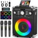 HWWR Karaoke Machine, Portable Bluetooth 5.3 Speaker with 3 Wireless Microphones for Adults, PA System with Echo Adjustment, Support TWS/TF Card/USB/AUX/TVs Connected for Home Party/Outdoor/Events etc