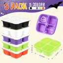 Honeydak 5 Pack Snack Containers 4 Compartment Bento Snack Boxes Reusable Lunchable Containers with Lids Divided Meal Prep Lunch Food Storage Box for School Work Travel(Halloween,Equal)