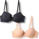 Amazon Essentials Women's Microfiber Lined Wired Balconette Bra (38DD, Black/Washed Bronze)