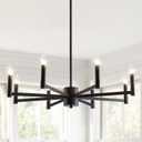 ASGYISA 8-Light Black Farmhouse Candle Chandeliers Modern Matte Ceiling Light Fixture Industrial Hanging Lighting for Dining Room Living Room Bedroom Kitchen Island Foyer (35.2inch)