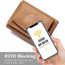 Small Wallet Women Genuine Leather RFID Blocking Trifold Tiny Wallets with Snap Coin Pouch 7 Card Solts