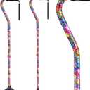 Elegant Walking Cane for Women, Foldable & Adjustable Cane for Seniors with Self-Standing Tip | Lightweight Mobility Aid for Stability & Balance Support (Pink Flower)