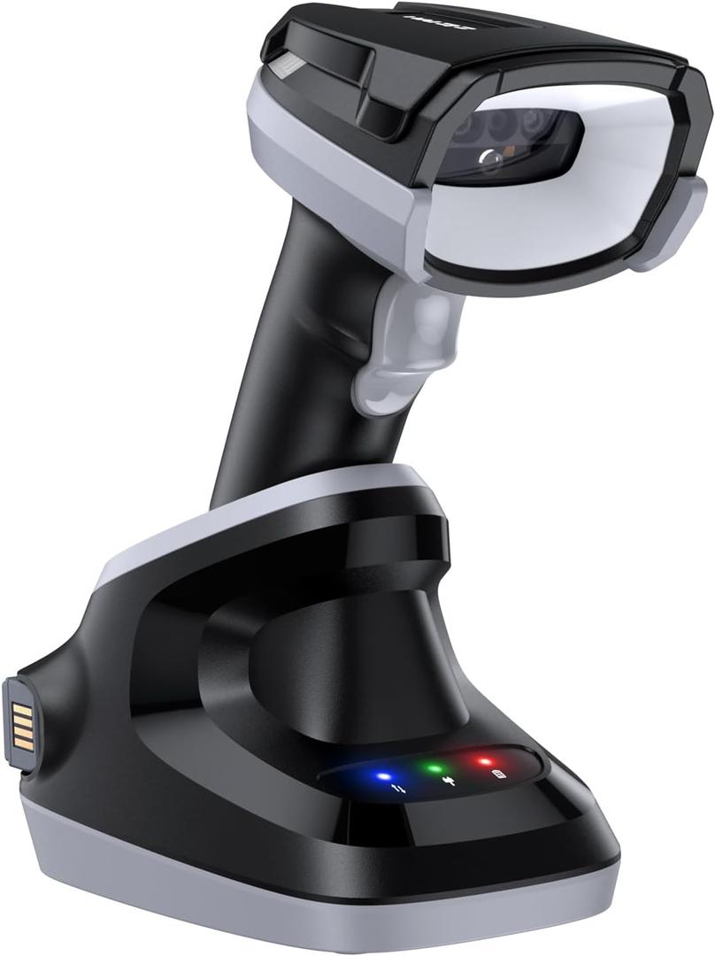 TEEMI 2D Bluetooth Industrial Barcode Scanner High-Resolution Megapixel Sensor Handheld Reader Industrial Rugged Design Easy Battery Swap Powerful Data Parsing (USB Cradle and Spare Battery Included)