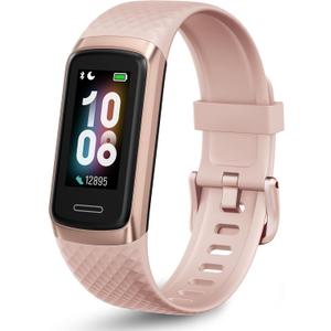 OCTANDRA Active 2 VeryFit Fitness Tracker Heart Rate SpO2 Blood Oxygen Saturation Sleep Monitor 1.05" Screen Activity Step Counter Pedometer IP68 Waterproof Smart Watches for Men Women (ID155) (Pink)
