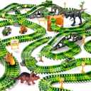 169 Pcs Dinosaur Race Track for Kids 3-5,3 Year Old Boy Gift Jurassic Tracks Toddler Dino Race Set 144 Track 4 Dinosaur Truck 2 Cars 2 Dinosaur,Best Dinosaurs Games for Boys Girls Birthday Party Gifts