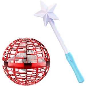 ATHLERIA Pro Hand Operated Drone with Magic Controller for Kids Adults - Hand Controlled Helicopter Flying Ball with 360 Rotating and RGB Lights - Mini Drone Interactive Toys Indoor Outdoor (Red)