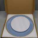 Blue Beaded Charger Plates, 13 Inch Plastic Round Chargers for Dinner Plates, Party, Wedding, Birthday.Set of 6
