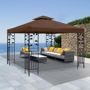 Gazebo Replacement Canopy - 10x10 FT Double Tiered Canopy Cover, Coffee