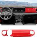 JeCar 2pcs for 2024+ Jeep Wrangler JL Red Interior Accessories Center Console Dash Panel Cover Trim