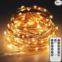 Twinkle Star 33ft 100LED Copper Wire String Lights, Warm White
8 Modes, USB Powered, Remote Control, Fairy Lights, Wedding Party Home Christmas Decoration