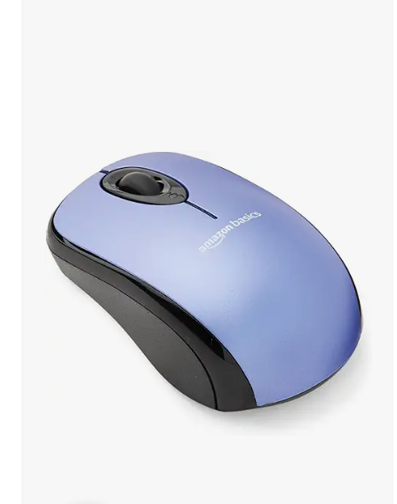 Amazon Basics 2.4 Ghz Wireless Optical Computer Mouse with USB Nano Receiver, Blue