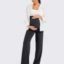 G4Free EverGoing Maternity Pants Over the Belly Yoga Dress Work Stretchy Lounge Pregnancy Wide Leg Trousers with Pockets (L)