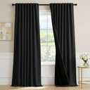 H.VERSAILTEX Blackout Curtains 96 Inch Length 2 Panels Set for Living Room Bedroom, Back Tab Pinch Pleated Thermal Insulated Room Darkening Light Blocking Curtains with Hooks, Black