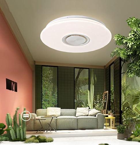 ele ELEOPTION 17 Inch 24W Smart Bluetooth LED Close to Ceiling Light Flush Mount with Remote or Phone Control Dimmable Low Profile Ambient Light Fixture for Kitchen Bedroom Living Room ele ELEOPTION 17 Inch 24W Smart Bluetooth LED Close to Ceiling Light Flush Mount with Remote or Phone Control Dimmable Low Profile Ambient Light Fixture for Kitchen Bedroom Living Room